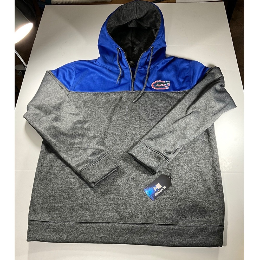 Colosseum Florida Gators Mens XXL 1/4 Zip Hoodie Grey Blue Heathered NWT